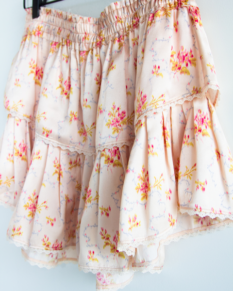 Loveshackfancy Silk Floral Skirt