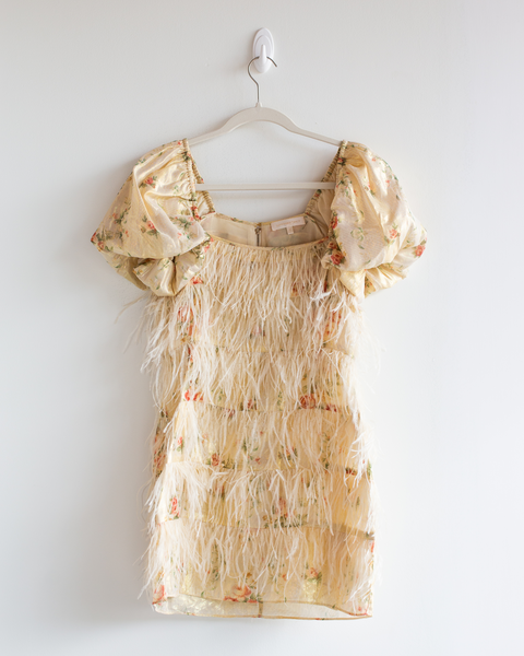 Loveshackfancy Ostrich Feather Mini Dress