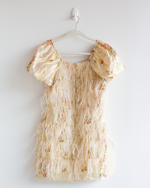 Loveshackfancy Ostrich Feather Mini Dress