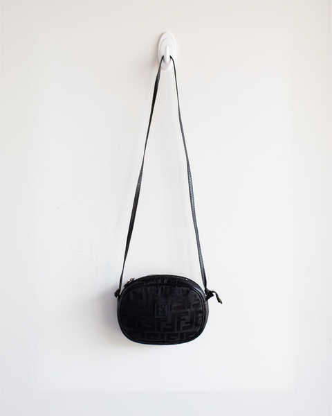 Fendi Vintage Black Canvas Crossbody