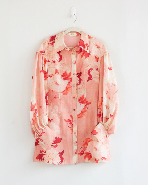 Leo Lin Linen Floral Tie Dress
