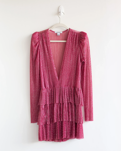 Sabina Musayev Pink Shimmer Cocktail Dress