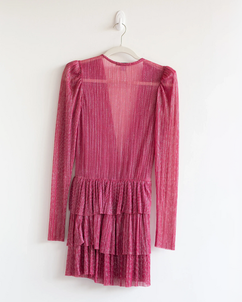 Sabina Musayev Pink Shimmer Cocktail Dress