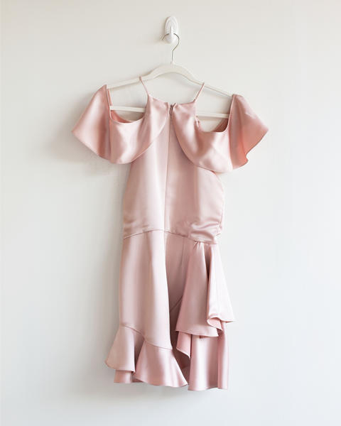 Halston Cold Shoulder Satin Dress
