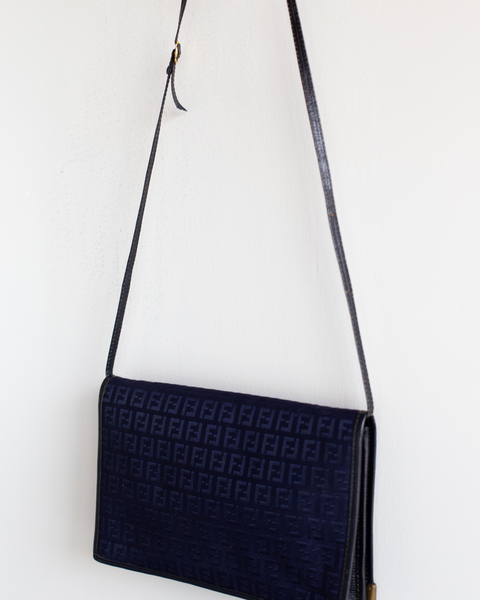 Fendi Vintage Navy Crossbody Flap Bag