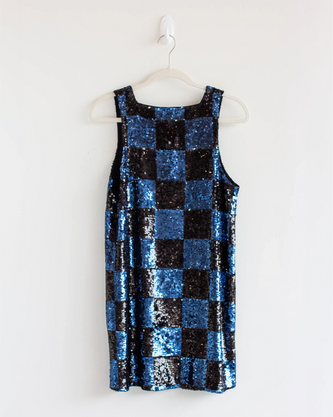 Retrofete Blue Sequin Wrap Dress