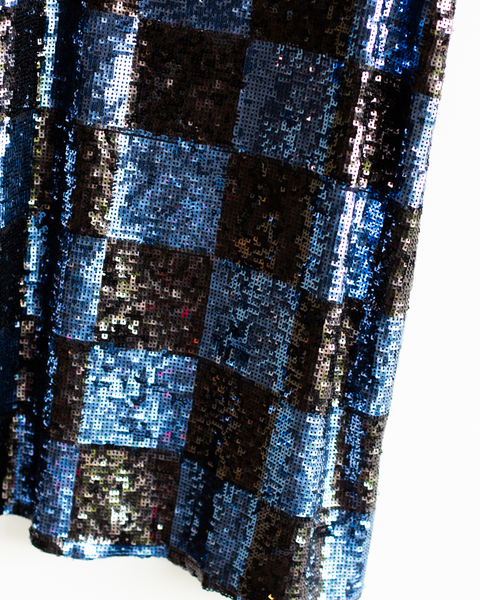 Retrofete Blue Sequin Wrap Dress