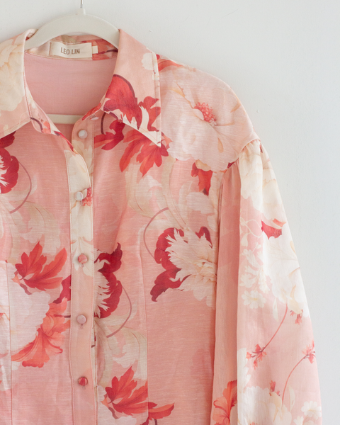 Leo Lin Linen Floral Tie Dress