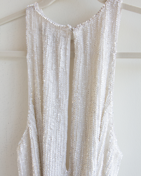 Retrofete White Sequin Wrap Dress