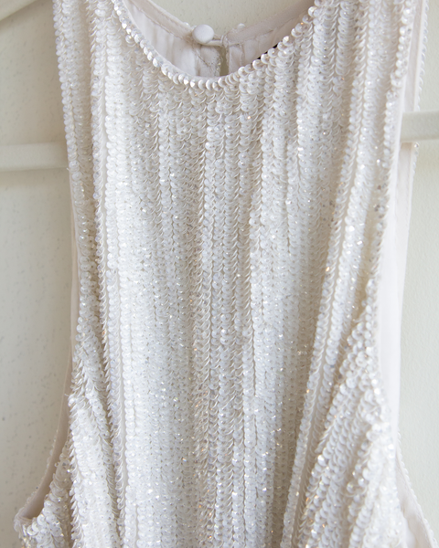 Retrofete White Sequin Wrap Dress
