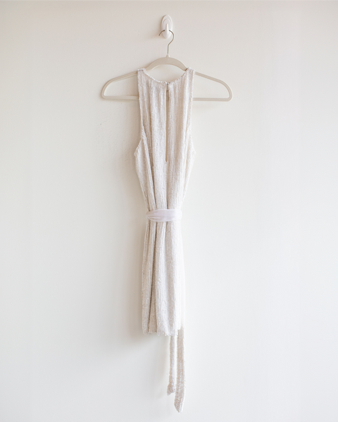Retrofete White Sequin Wrap Dress