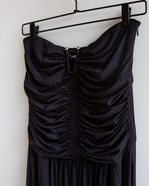 Maria Cher Black Strapless Gown