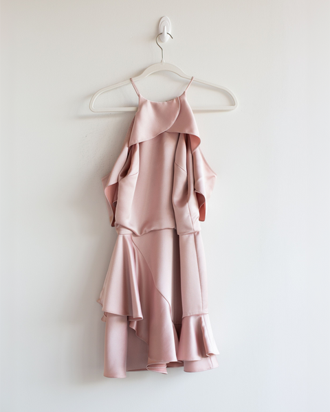 Halston Cold Shoulder Satin Dress