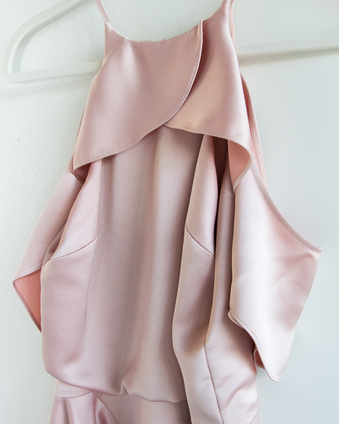 Halston Cold Shoulder Satin Dress